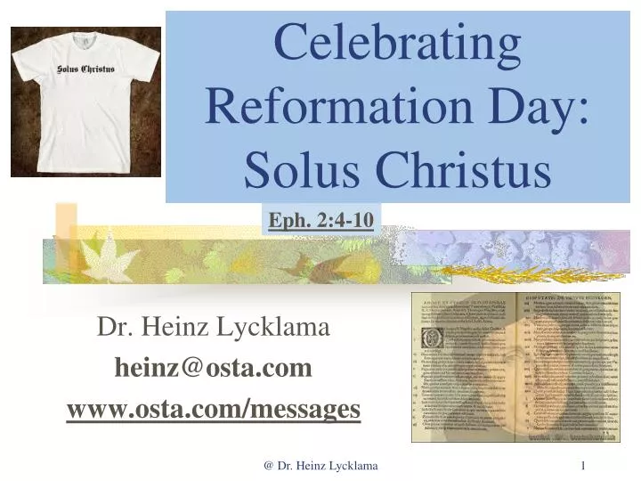 celebrating reformation day solus christus