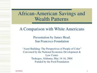 African-American Savings and Wealth Patterns