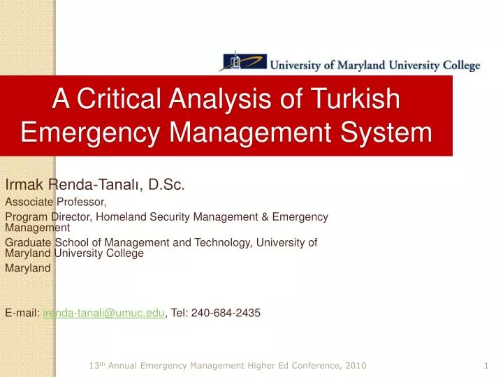 a critical analysis of turkish emergency management system