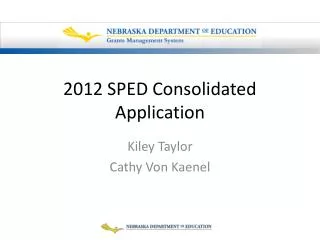 2012 SPED Consolidated Application
