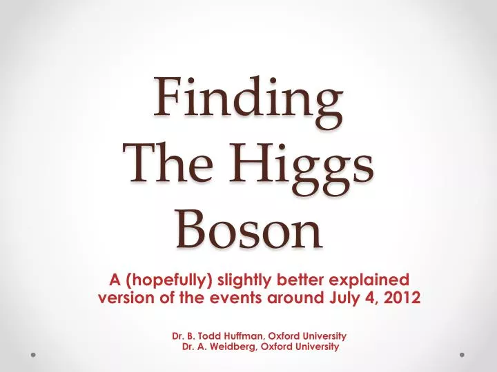 finding the higgs boson