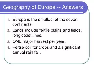 Geography of Europe -- Answers