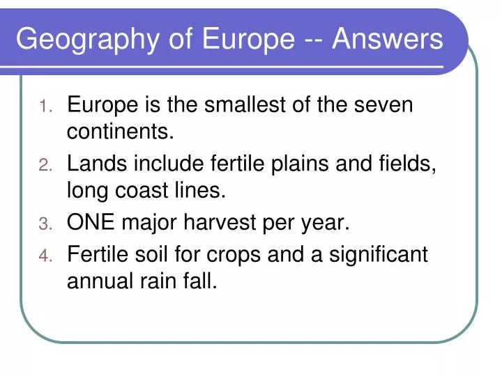 geography of europe answers