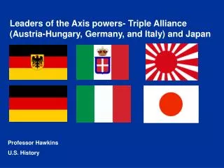 Leaders of the Axis powers- Triple Alliance (Austria-Hungary, Germany, and Italy) and Japan