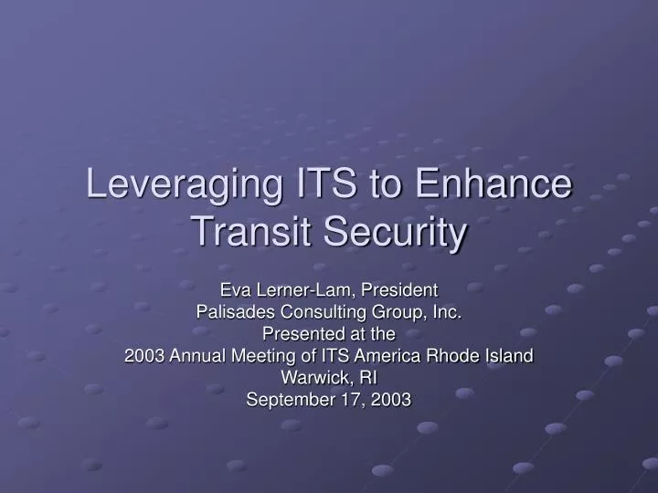 leveraging its to enhance transit security