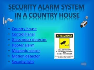 Country house Control Panel Glass break detector Hooter alarm Magnetic sensor Motion detector