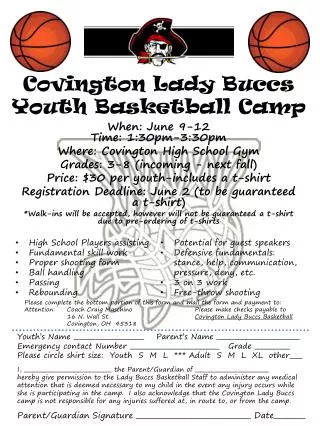 Covington Lady Buccs Youth Basketball Camp