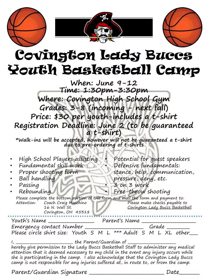 covington lady buccs youth basketball camp