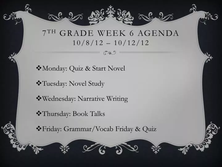 7 th grade week 6 agenda 10 8 12 10 12 12