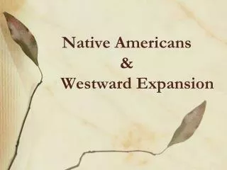 Native Americans &amp; Westward Expansion