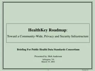 Briefing For Public Health Data Standards Consortium Presented by: Holt Anderson Arlington, VA