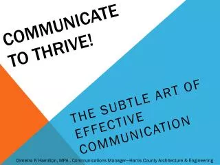 Communicate to thrive!