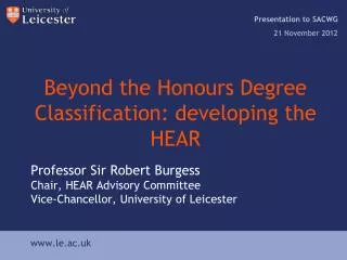 Beyond the Honours Degree Classification: developing the HEAR