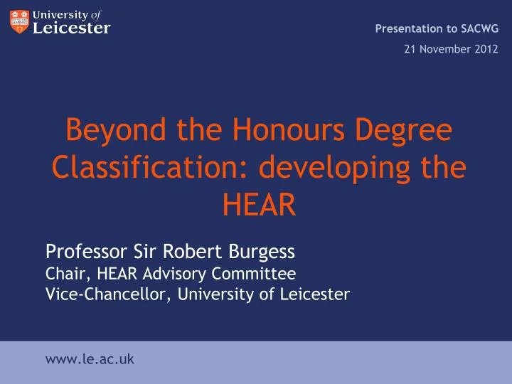 beyond the honours degree classification developing the hear