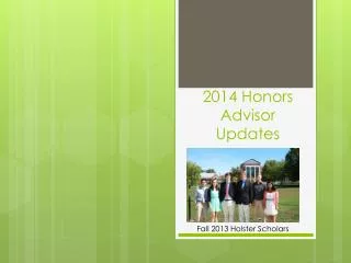 2014 Honors Advisor Updates