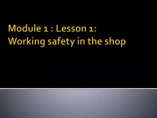 Module 1 : Lesson 1: Working safety in the shop