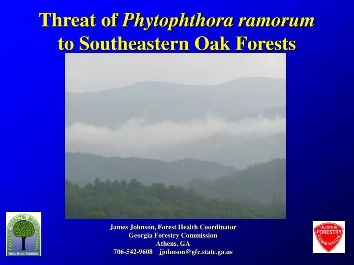 threat of phytophthora ramorum to southeastern oak forests