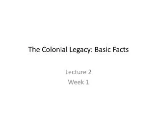 The Colonial Legacy: Basic Facts