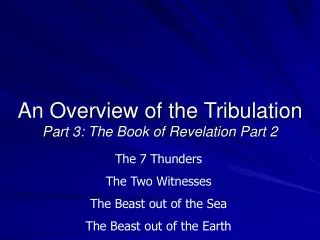 An Overview of the Tribulation Part 3: The Book of Revelation Part 2
