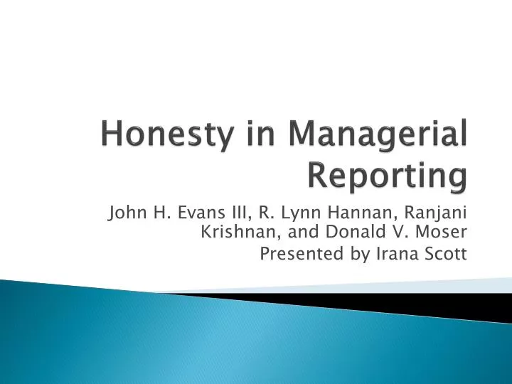 honesty in managerial reporting
