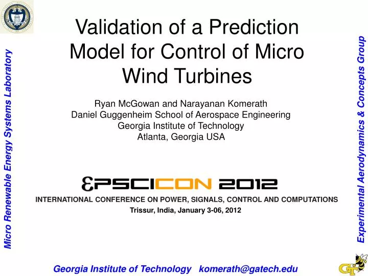 validation of a prediction model for control of micro wind turbines
