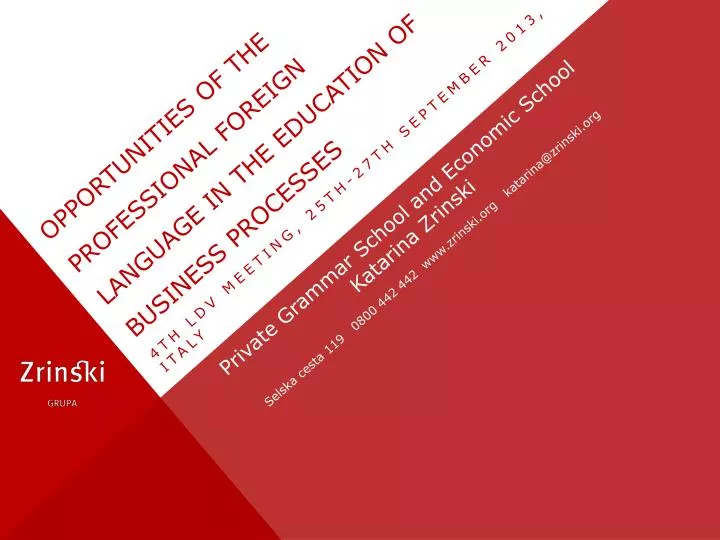 opportunities of the professional foreign language in the education of business processes