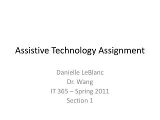 Assistive Technology Assignment