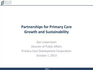 Partnerships for Primary Care Growth and Sustainability