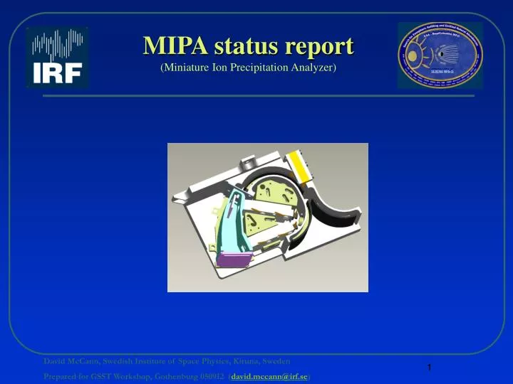 mipa status report miniature ion precipitation analyzer
