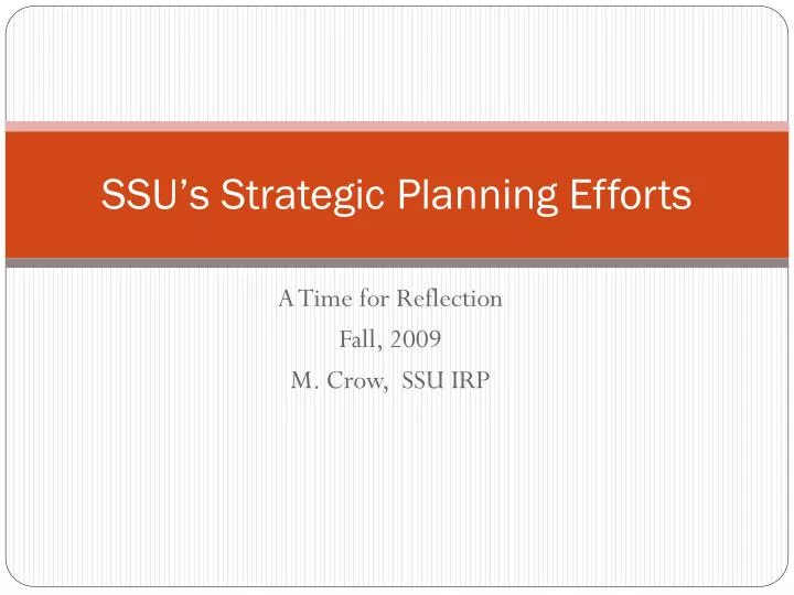 ssu s strategic planning efforts