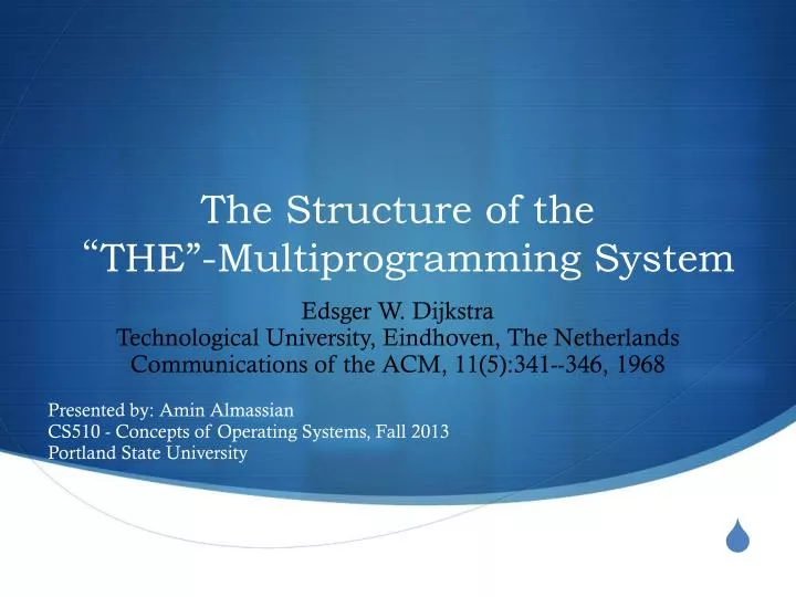 the structure of the the multiprogramming system