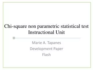 Chi-square non parametric statistical test Instructional Unit