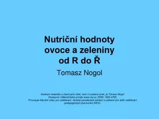 nutri n hodnoty ovoce a zeleniny od r do