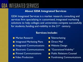 About GDA Integrated Services