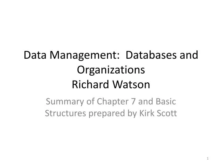 data management databases and organizations richard watson