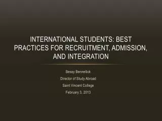 International students: Best practices for recruitment, admission, and integration