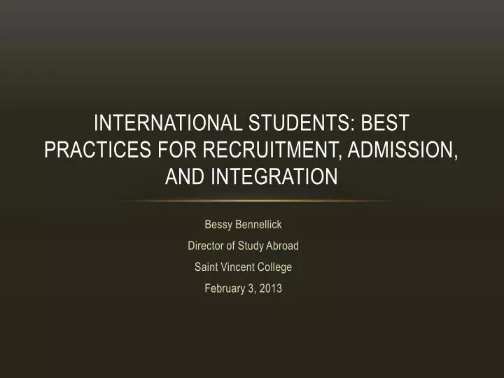 international students best practices for recruitment admission and integration