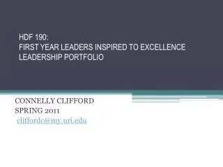 HDF 190: FIRST YEAR LEADERS INSPIRED TO EXCELLENCE LEADERSHIP PORTFOLIO