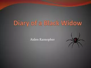 Diary of a Black Widow