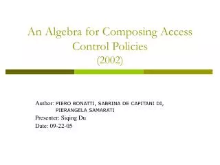 An Algebra for Composing Access Control Policies (2002)