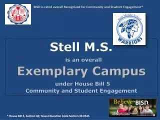 BISD is rated overall Recognized for Community and Student Engagement*