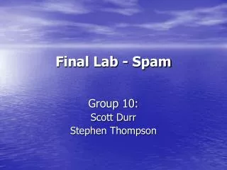 Final Lab - Spam