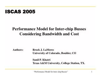 Performance Model for Inter-chip Busses Considering Bandwidth and Cost