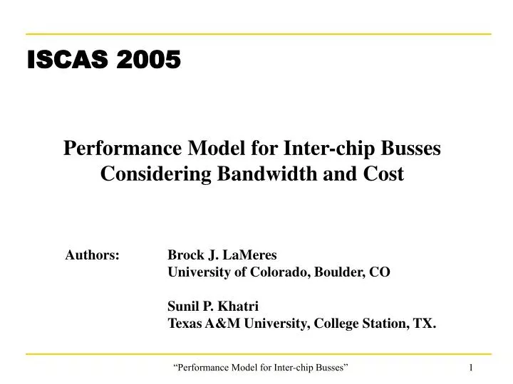 performance model for inter chip busses considering bandwidth and cost