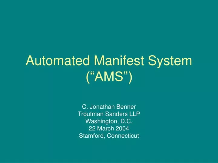 automated manifest system ams
