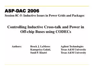 Controlling Inductive Cross-talk and Power in Off-chip Buses using CODECs