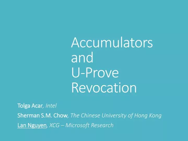 accumulators and u prove revocation