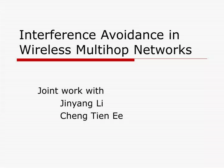 interference avoidance in wireless multihop networks