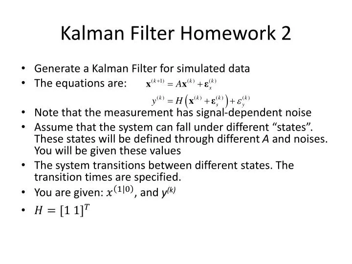 kalman filter homework 2