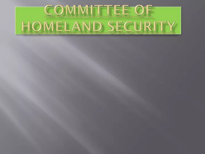 committee of homeland security